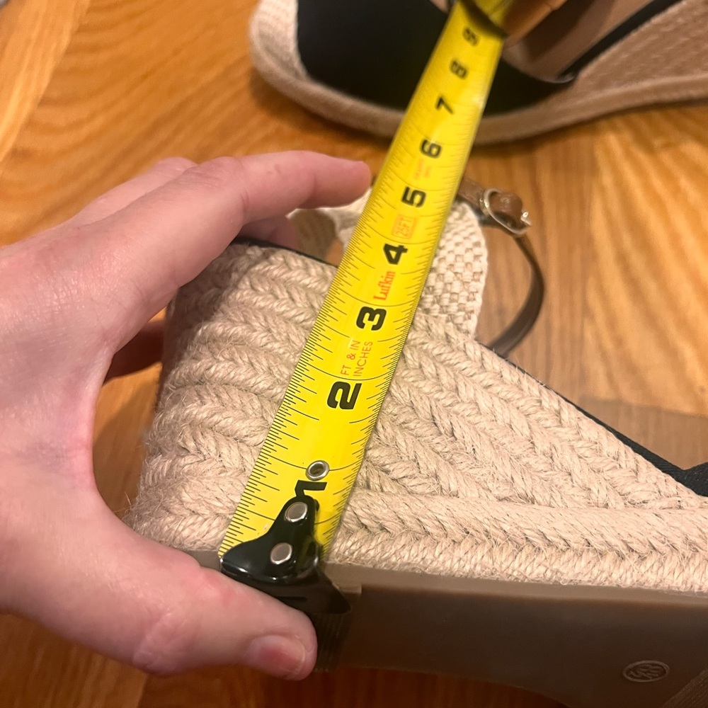 Espadrille Wedges | Size 8.5 | Black with natural and cognac - Picture 9 of 12